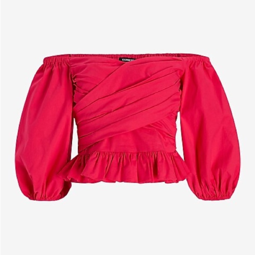 Express Puff Sleeve Wrap Top
